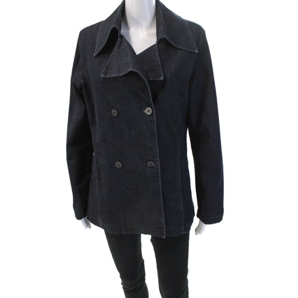 French Dressing Jeans Womens Pea Coat Dark Blue Collared Button Size S